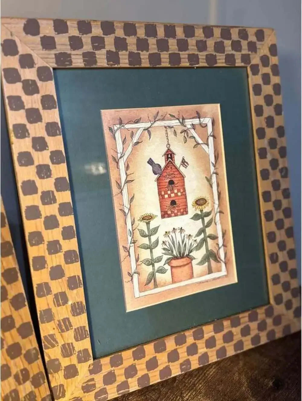 Set of 3 Primitive Birdhouse Framed Art Prints